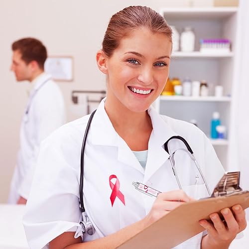 Miniatura 6 de Yeaqee 48 bolígrafos de gel con cinta rosa para concientización sobre el cáncer de mama, bolígrafos retráctiles de 5.39 pulgadas de largo para