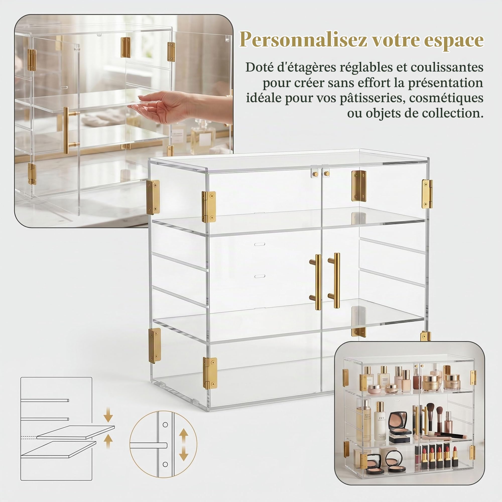 Vitrine de boulangerie à 3 niveaux améliorée avec porte magnétique