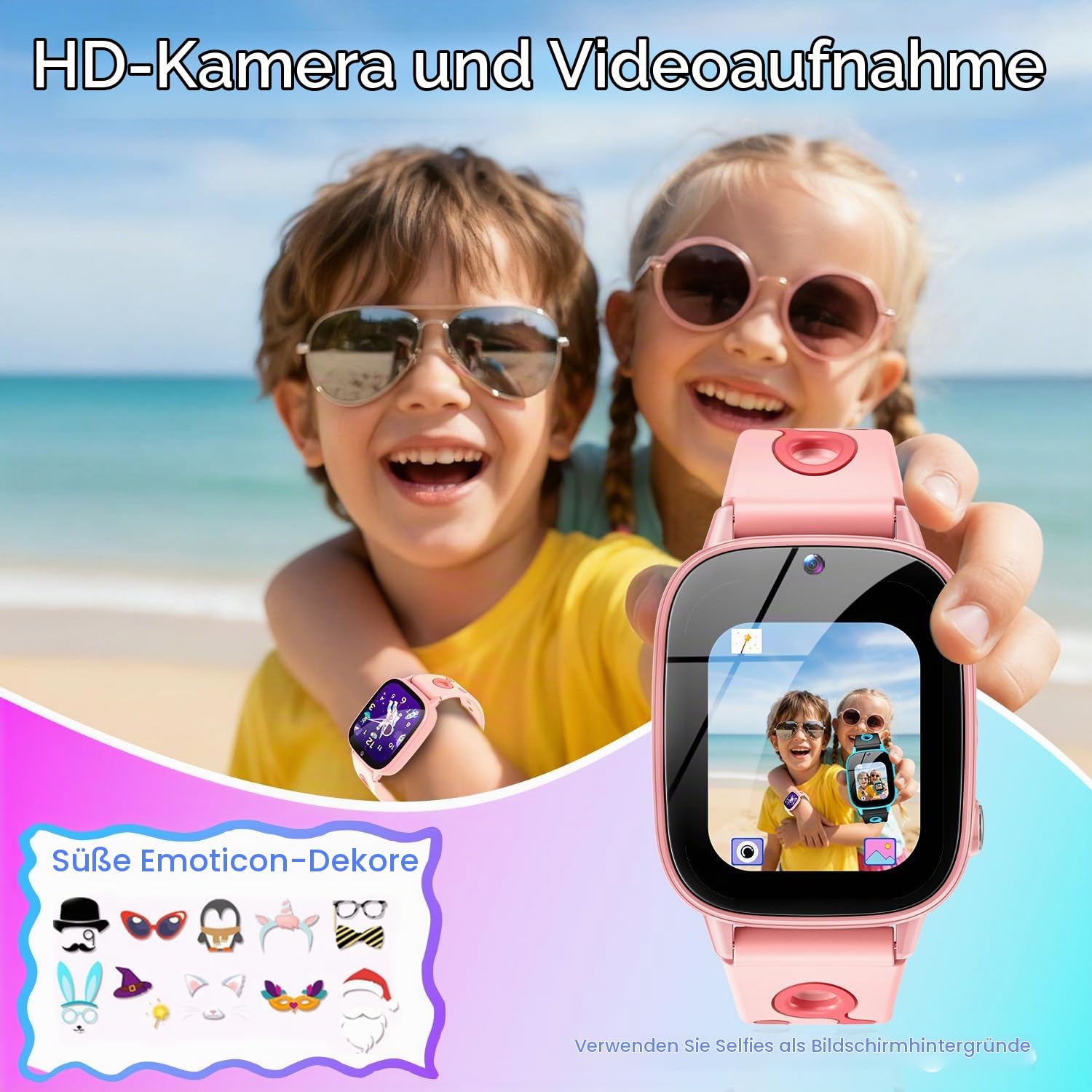 Smartwatch Kinder Toys for Kinderuhr Gift: 1,8" HD Touchscreen Kinder Smart Watch mit 26 Games Camera Video Recorder Kids Watch mit Taschenlampe Pedometer IP68 Wasserdicht Education Boy Girl