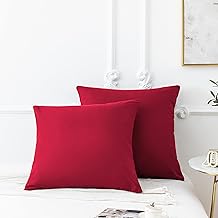 AYSW 18 Couleurs Lot 2 Taie d'oreiller 65x65 cm Rouge Housse Oreiller Coussin pour Canapé Lit Fermeture Éclair Anti-Acariens Hypoallergénique Protège Oreiller Zip Microfibre