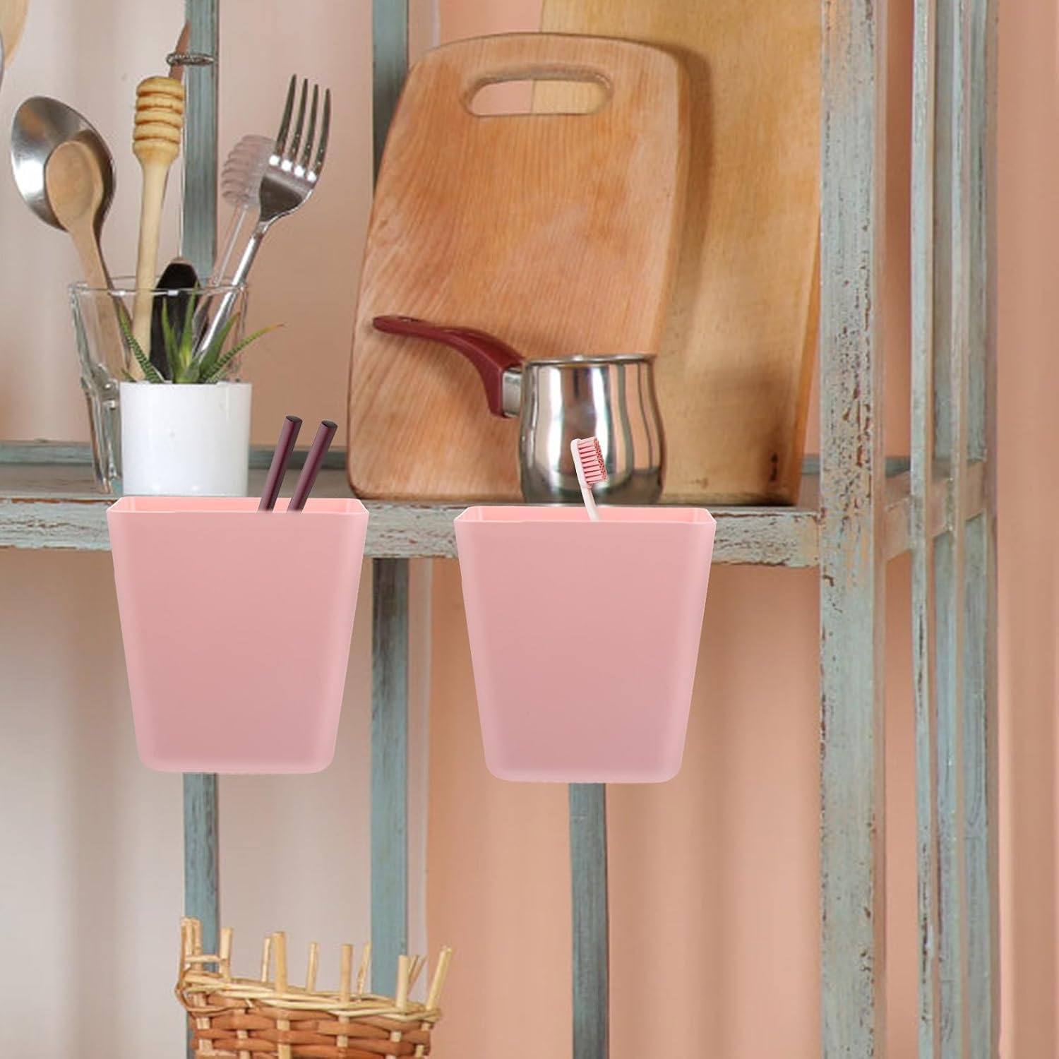 ibasenice 5pcs Hanging Storage Holders Plastic Pink Decorative Boxes image 4