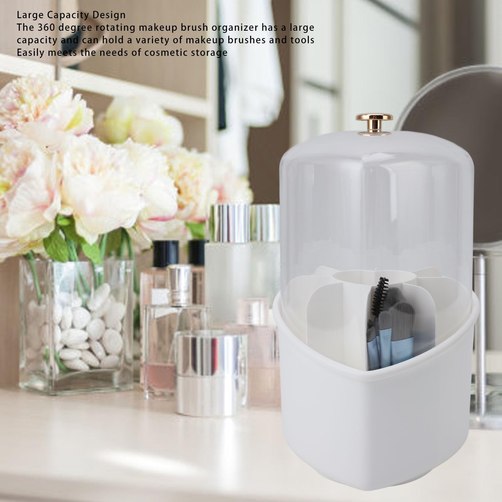 Bewinner Rotating Makeup Organizer with 8Pcs Makeup Brushes Kit - Image 3