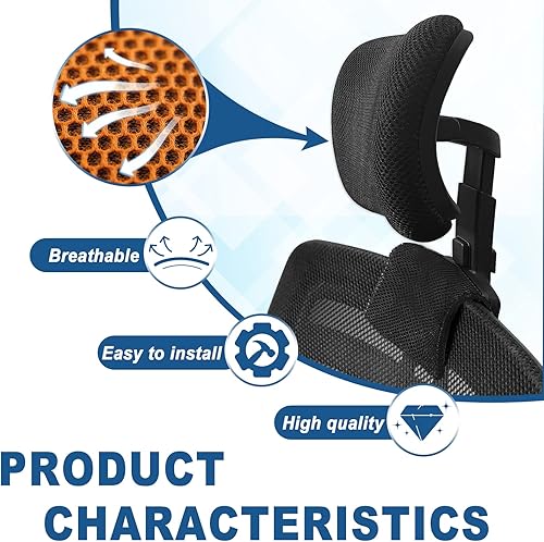 Miniatura 3 de Reposacabezas ajustable para silla de oficina, silla universal, soporte de cuello, accesorio de cojín de esponja elástica, marco de nailon,