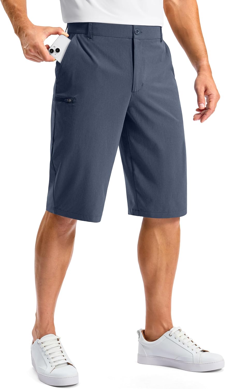 Pudolla Men's Golf Shorts with 4 Pockets 11"/13" Long Inseam Lightweight Quick Dry Flat Front Hybrid Shorts for Casual Work