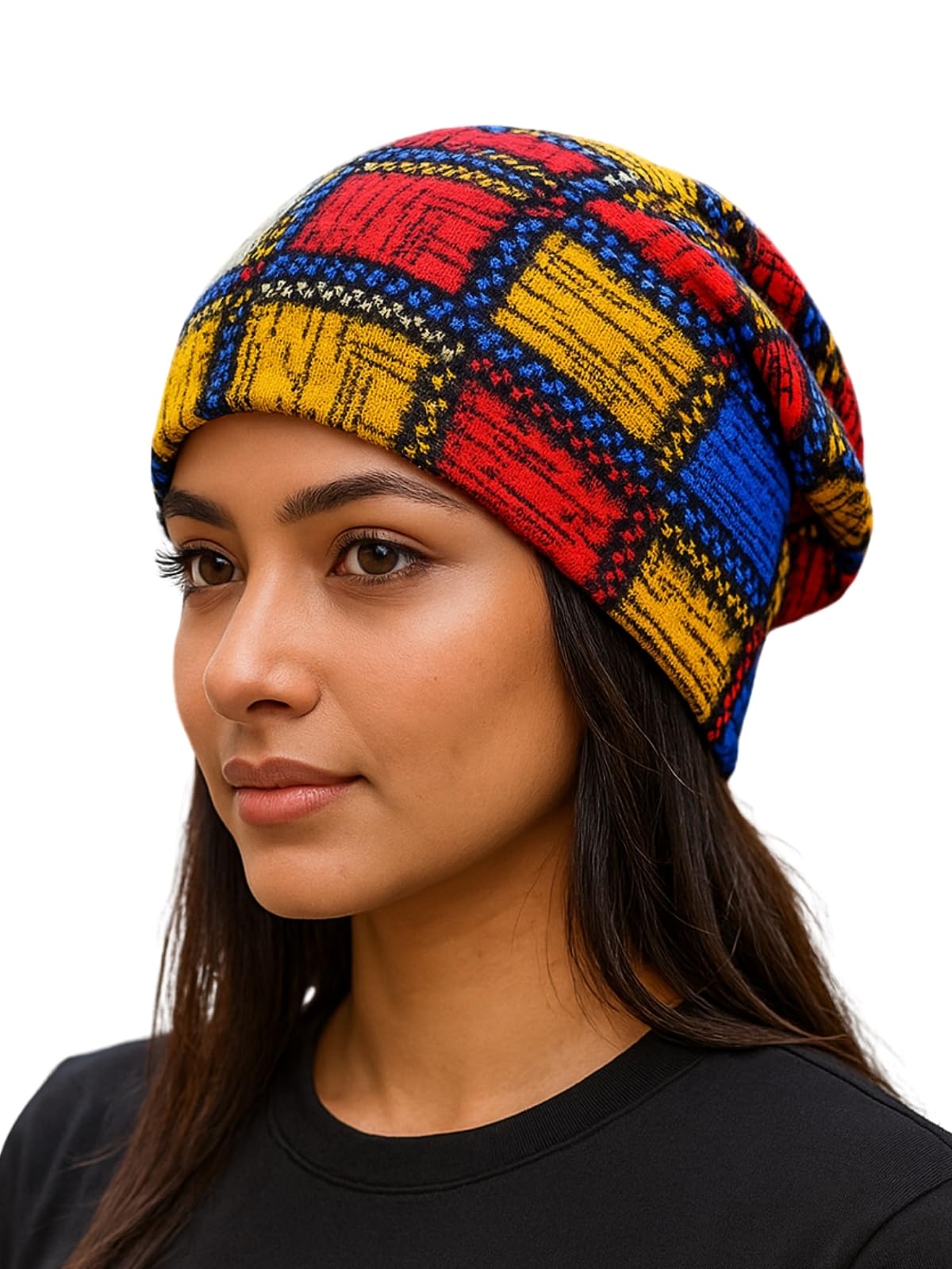 iSWEVEN Slouchy Beanie Cap for Men & Women | Lightweight Stretchable Headwrap | Unisex Ponytail-Friendly Beanie for Jogging, Running, Outdoor & Winter Use (Multicolour, BC7039A)-image-2