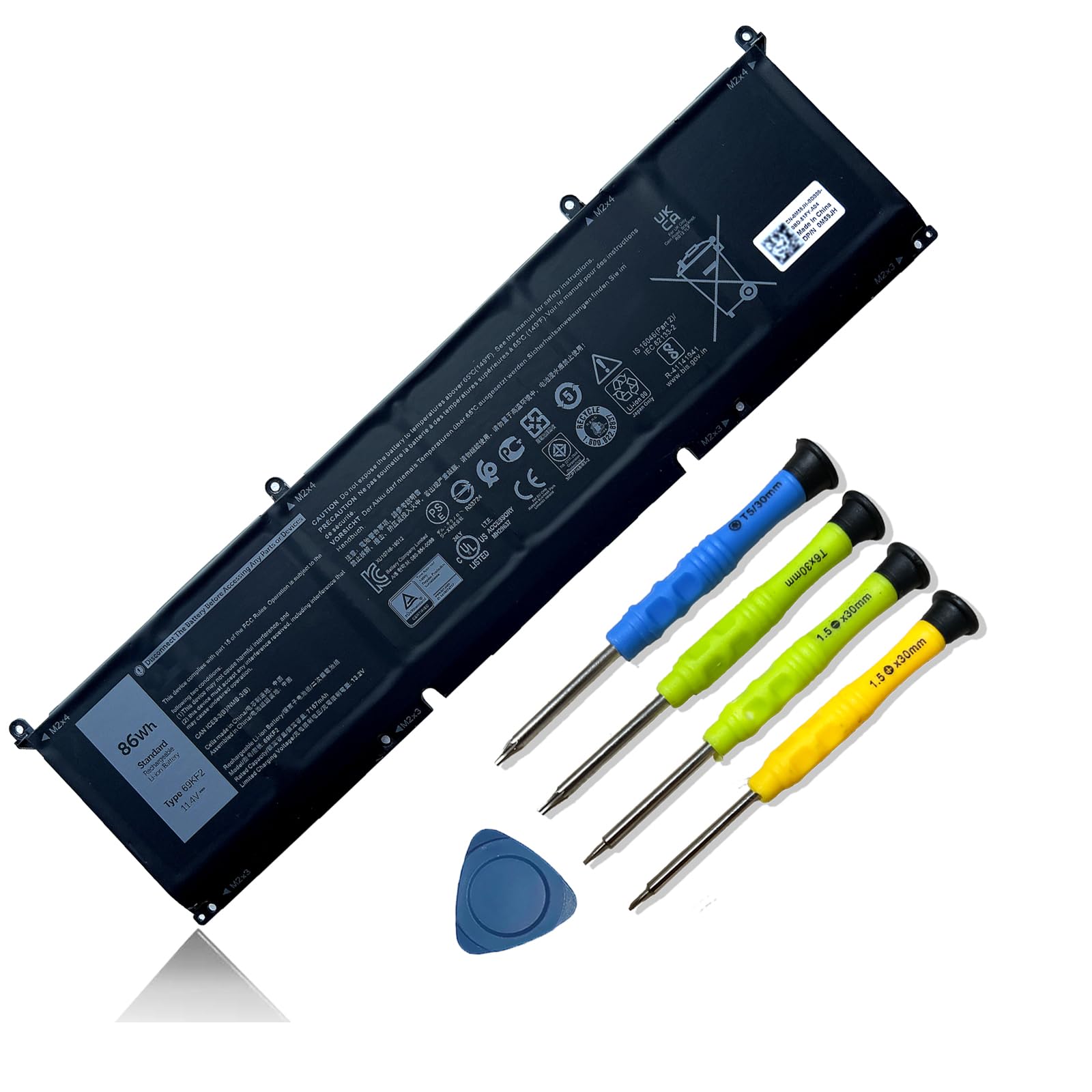 Mobik 86Wh 69KF2 6-Cell Battery Replacement for Dell XPS 15 9500 9510 9520 G15 5510 5511 5515 5520 5521 Precision G5 G7 G16 M15 R3 R4 R5 R6 R7 M17 R3 R4 Inspiron 7510 7610 7620 P87F P91F 8FCTC 11.4V