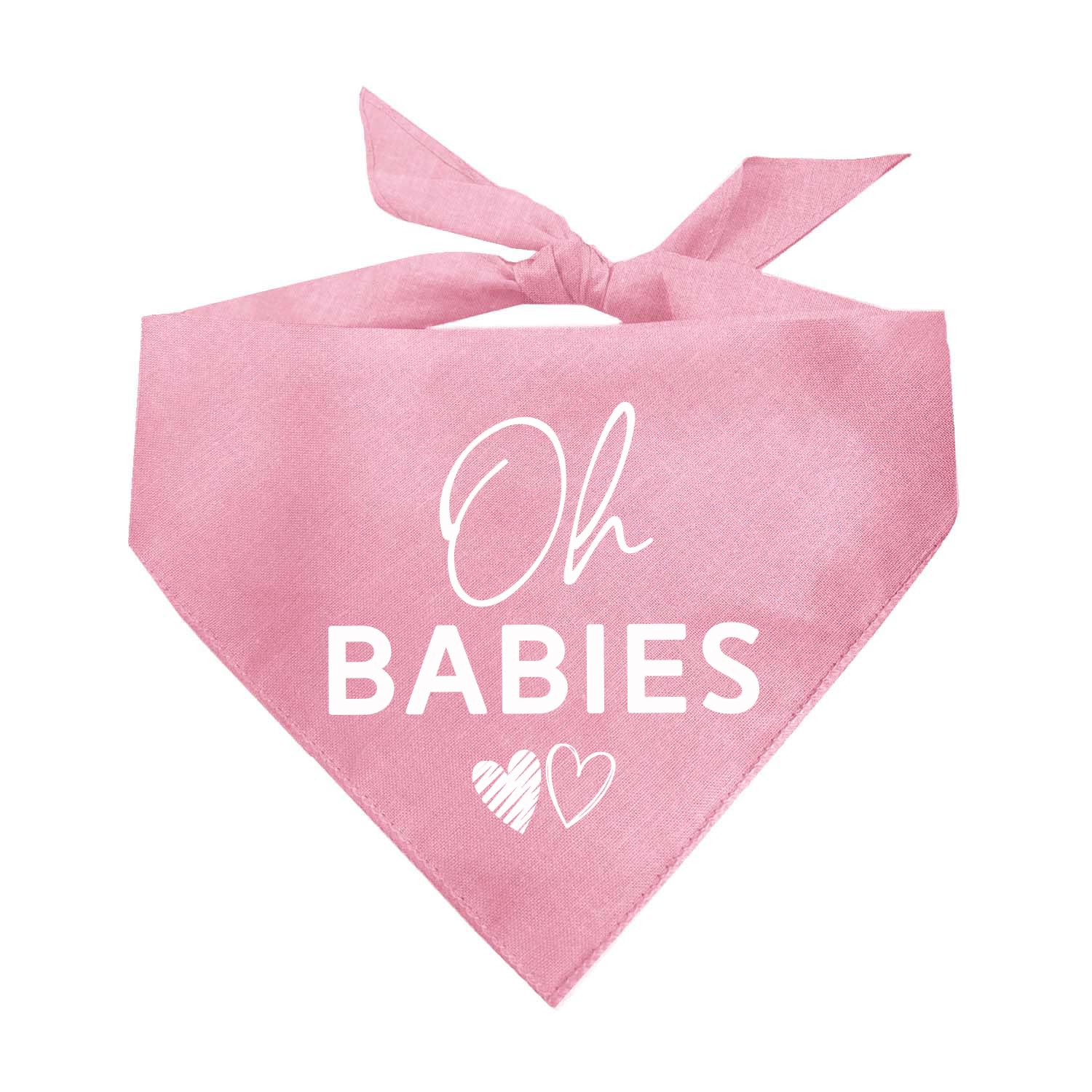 Oh Babies Dog Bandana | 100% Cotton Adjustable Triangle | Made in USA | Pregnancy Announcement Photoshoot Prop | New Baby | Gender Reveal | Twins | Triplets | (Baby Pink, One Size 730)
