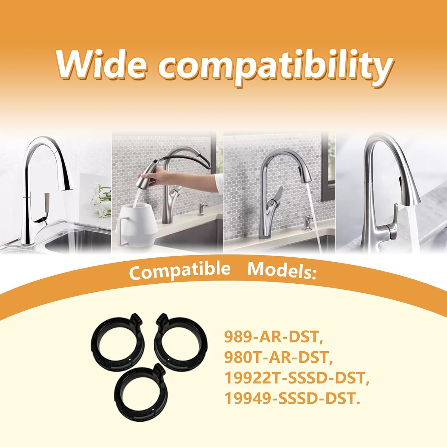 RP80977 Faucet Magnetic Ring Compatible with 989-AR-DST, 980T-AR-DST, 19922T-SSSD-DST, 19949-SSSD-DST Butt Spout Magnet Repair Kit（3pc）