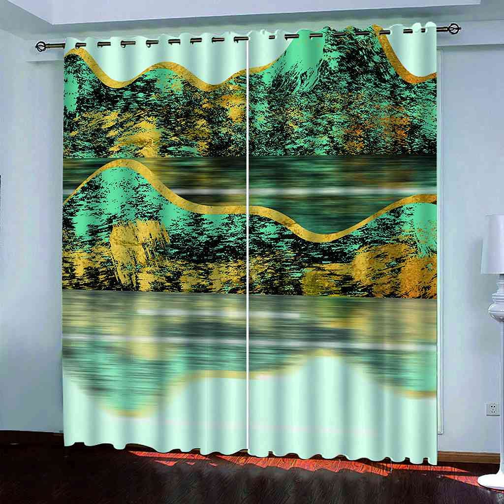 Rideau occultant paysage de lac abstrait pour créer une ambiance évasion dans votre chambre