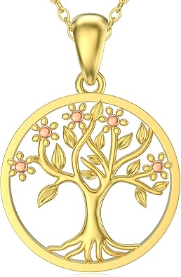 Solid 14K Gold Tree of Life Necklace/Bracelet for Women, 14kt Gold Owl Necklace Family Tree Pendant Necklaces Fine Jewelry Gifts for Mom Wife Nana Mothers Day Christmas Birthday