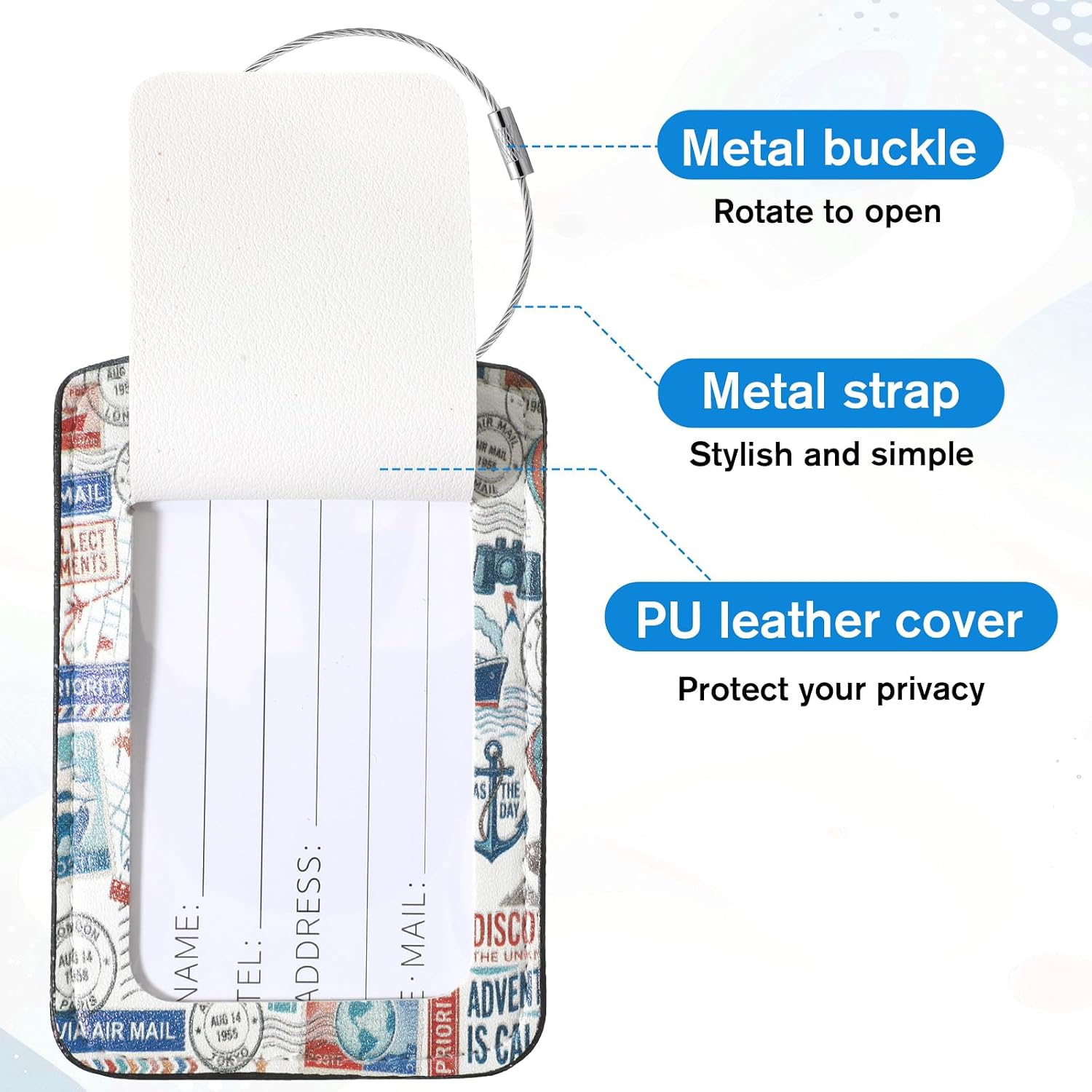 2 Pack Retro Travel Luggage Tag for Suitcase, Leather Luggage Tags image 2