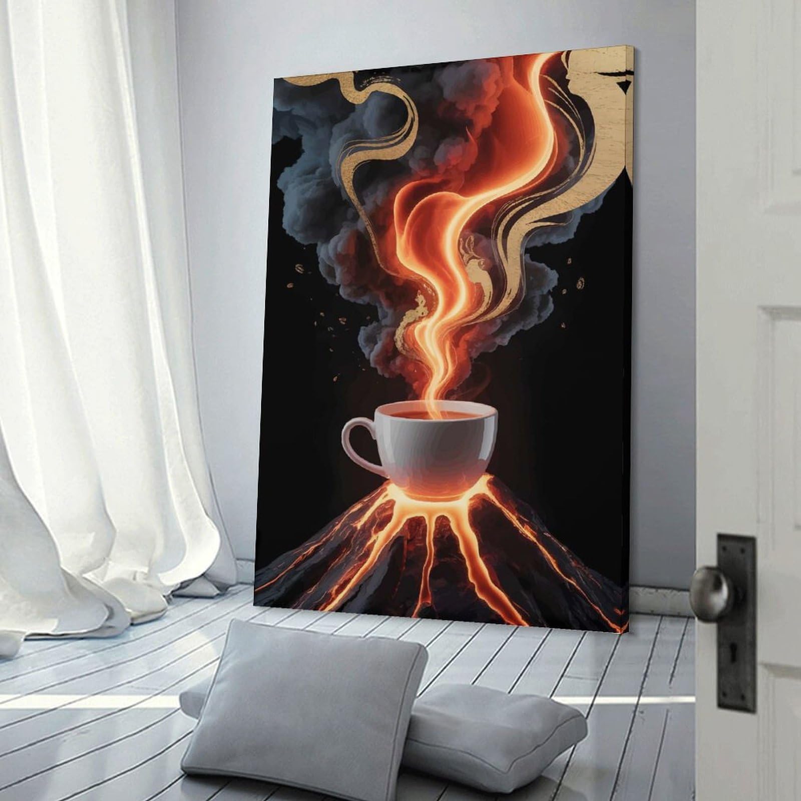 Junmoney Volcanic Coffee Eruption Home Decor Wall Art, 16x24inch(40x60cm), for New Homes, Bedrooms Or Workspaces, Gift Idea for Housewarming And Birthdays