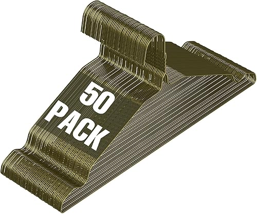 Paquete de 50 perchas de alambre de metal con ranura, 16.7 pulgadas, calibre 12, ultra delgadas, antideslizantes, para trajes de tamaño estándar,