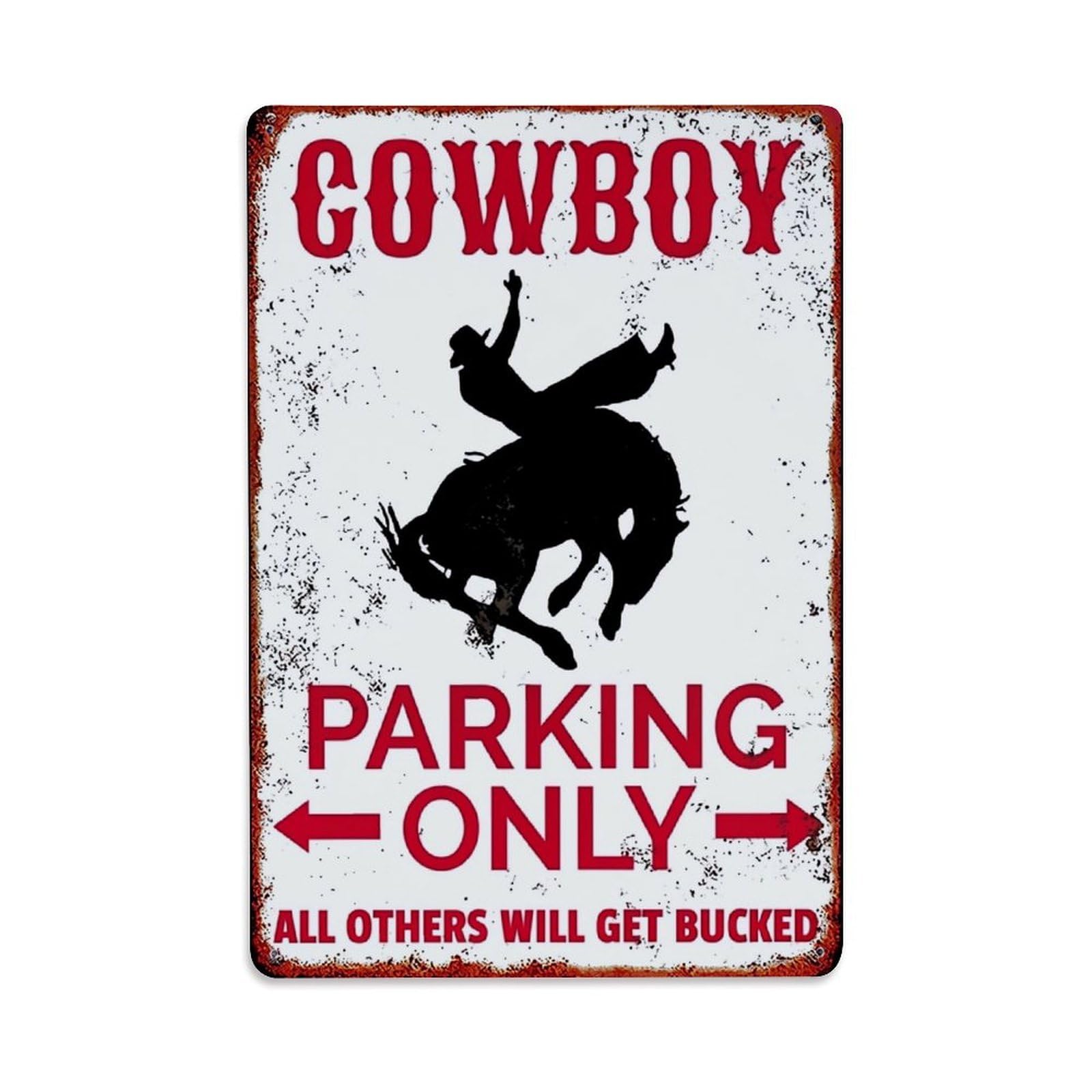 Nestemfo Vintage Cowboy Parking Only Sign Tin Sign Metal Sign, Living Room,Bar, Home, Bedroom Wall Decor,Retro Metal Poster 8X12 Inches