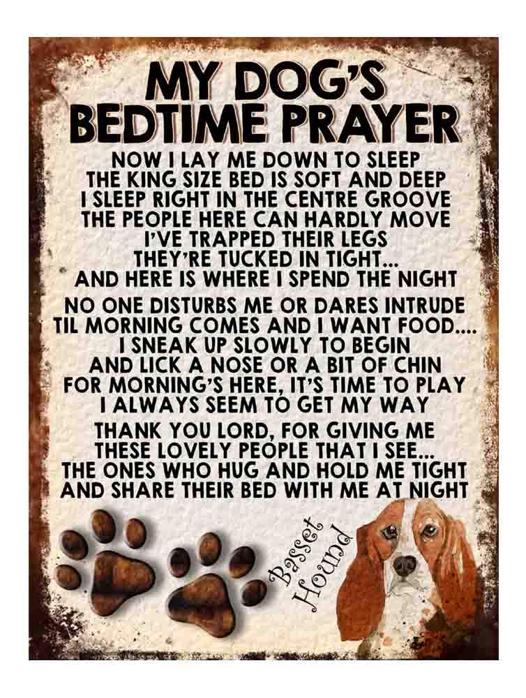 Shawprint Limited Basset Hound My Dog's Bedtime Prayer Retro Style Metal Tin Sign/Plaque (Basset Hound)