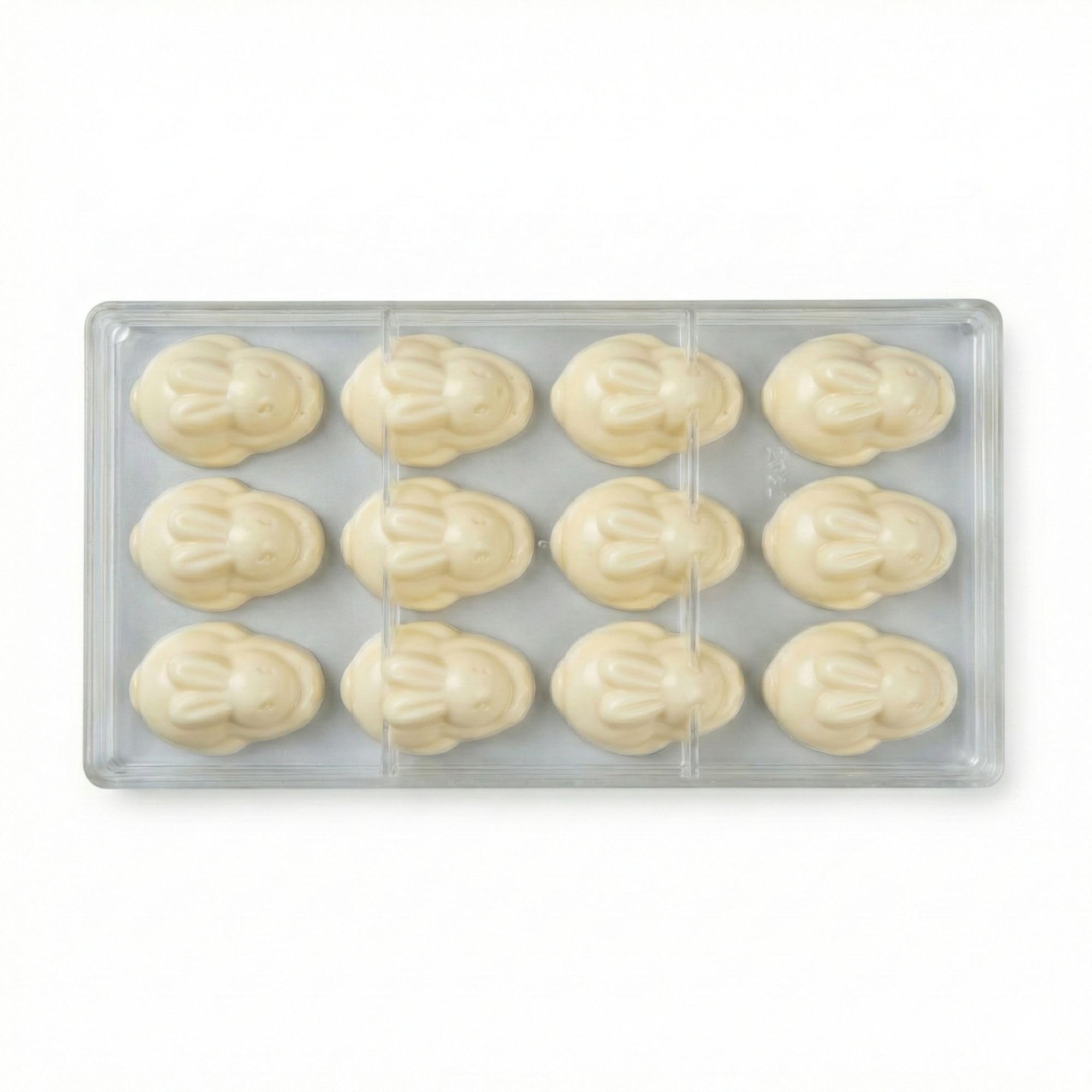 Restaurantware Pastry Tek Schokoladenformen, 27,7 x 13,5 cm, 10 gefrierbare Hasenförmige Süßigkeitenformen, 12 Mulden, spülmaschinenfest, transparent, Polycarbonat, Schokoladenformen, leicht zu lösen