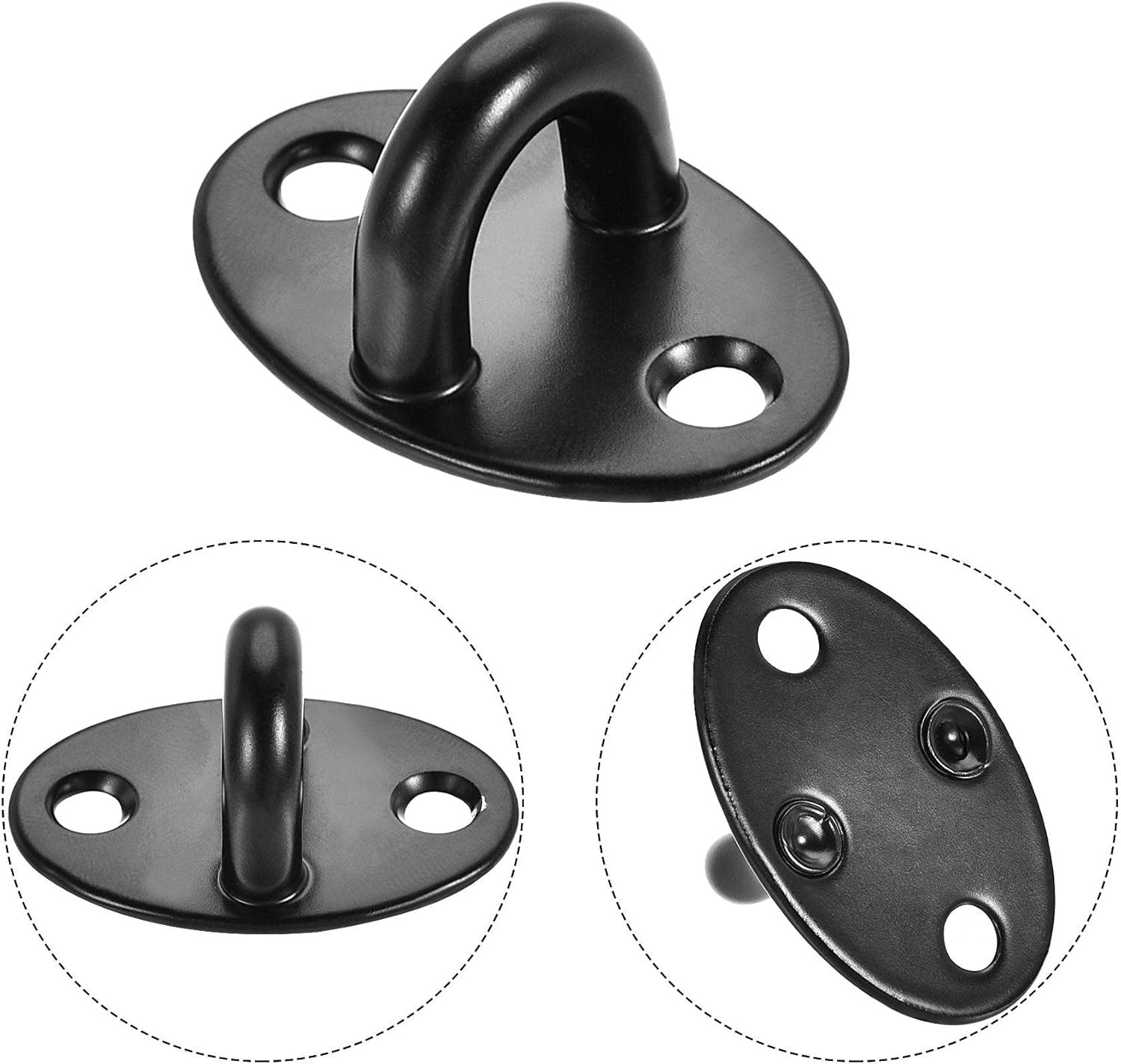 uxcell 4" Cabin Hook Eye Latch Gate Door Swivel Window Hook 201 Stainless Steel with Screws Black