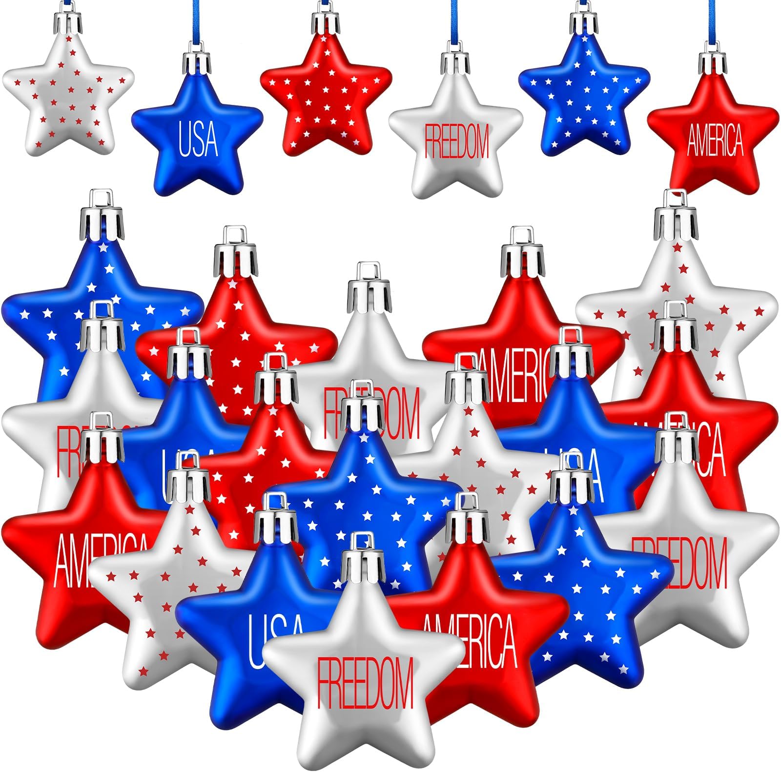 4th of July Star Ornaments for Tree 18Pcs Patriotic