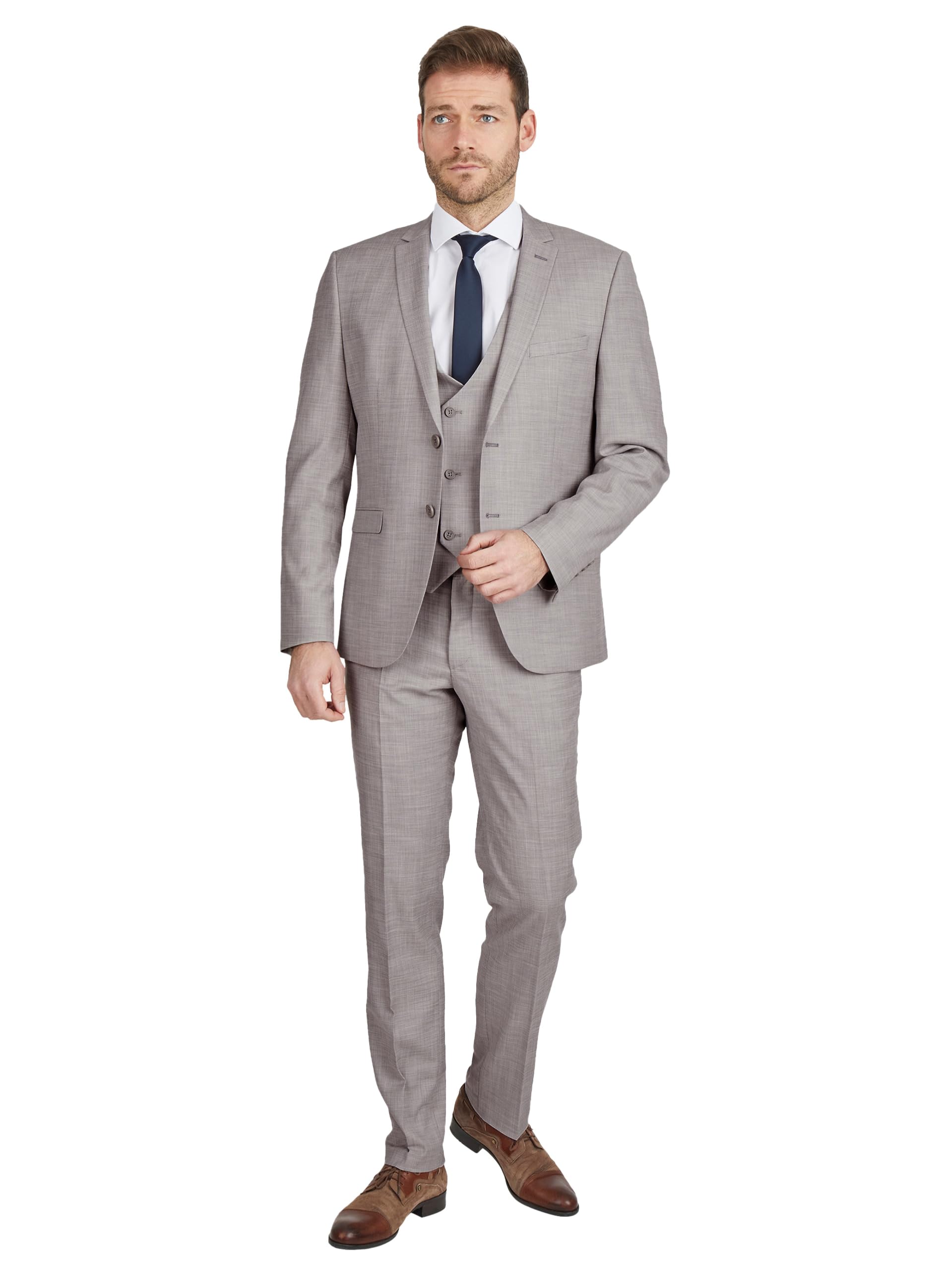 Steffen Klein Herren Anzug - Dreiteiler - Slim Fit - Business Anzug mit Weste - Elastischer Komfort