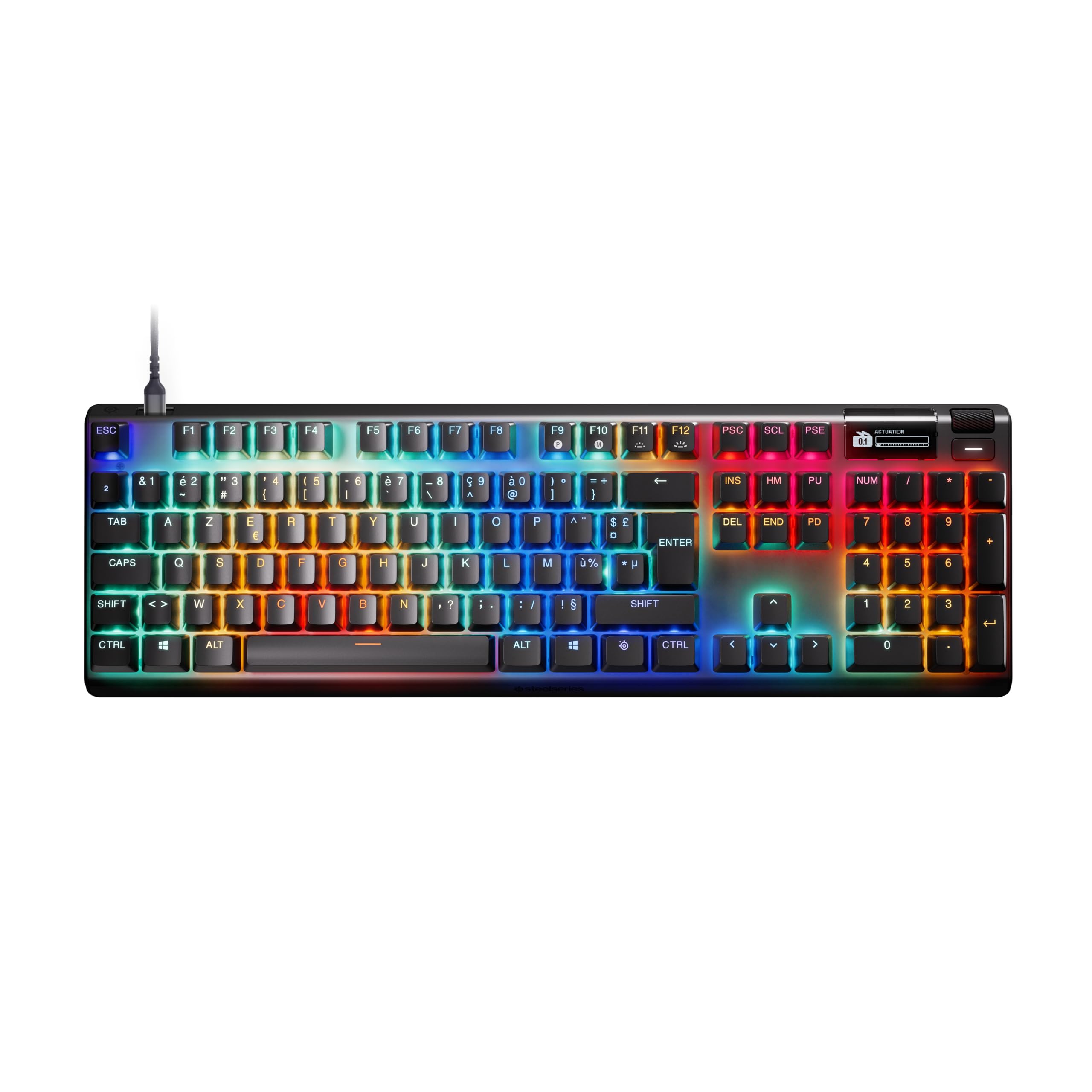 SteelSeries Apex Pro Gen 3 - Hipermagnetyczna klawiatura dla graczy - przełączniki OmniPoint 3.0 - Rapid Trigger - Ustawienia gier - Rapid Tap/SOCD - OLED - RGB - nakładki z PBT - FR Layout AZERTY