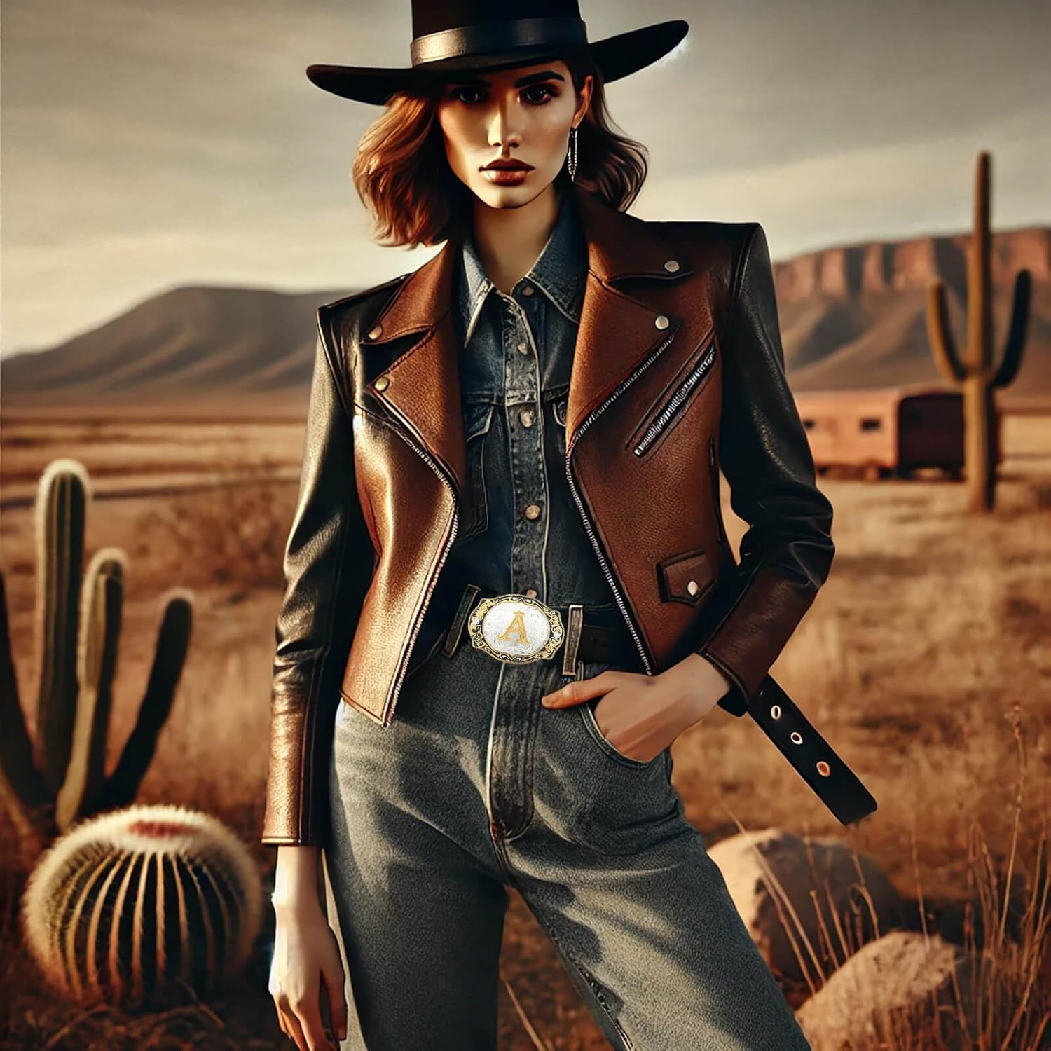 Western Belt Buckle for Men Vintage Cowboy Rodeo Small Initial Letter ABCDMRJ to Z Belt Buckles for Women - Image 6