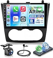 Vista 9 de [4G+64G] Radio de coche para Nissan Altima 2008-2012 con CarPlay inalámbrico Android Auto, 9 NCH IPS pantalla táctil Android 13 GPS WiFi Bluetooth