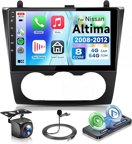Miniatura 9 de [4G+64G] Radio de coche para Nissan Altima 2008-2012 con CarPlay inalámbrico Android Auto, 9 NCH IPS pantalla táctil Android 13 GPS WiFi Bluetooth