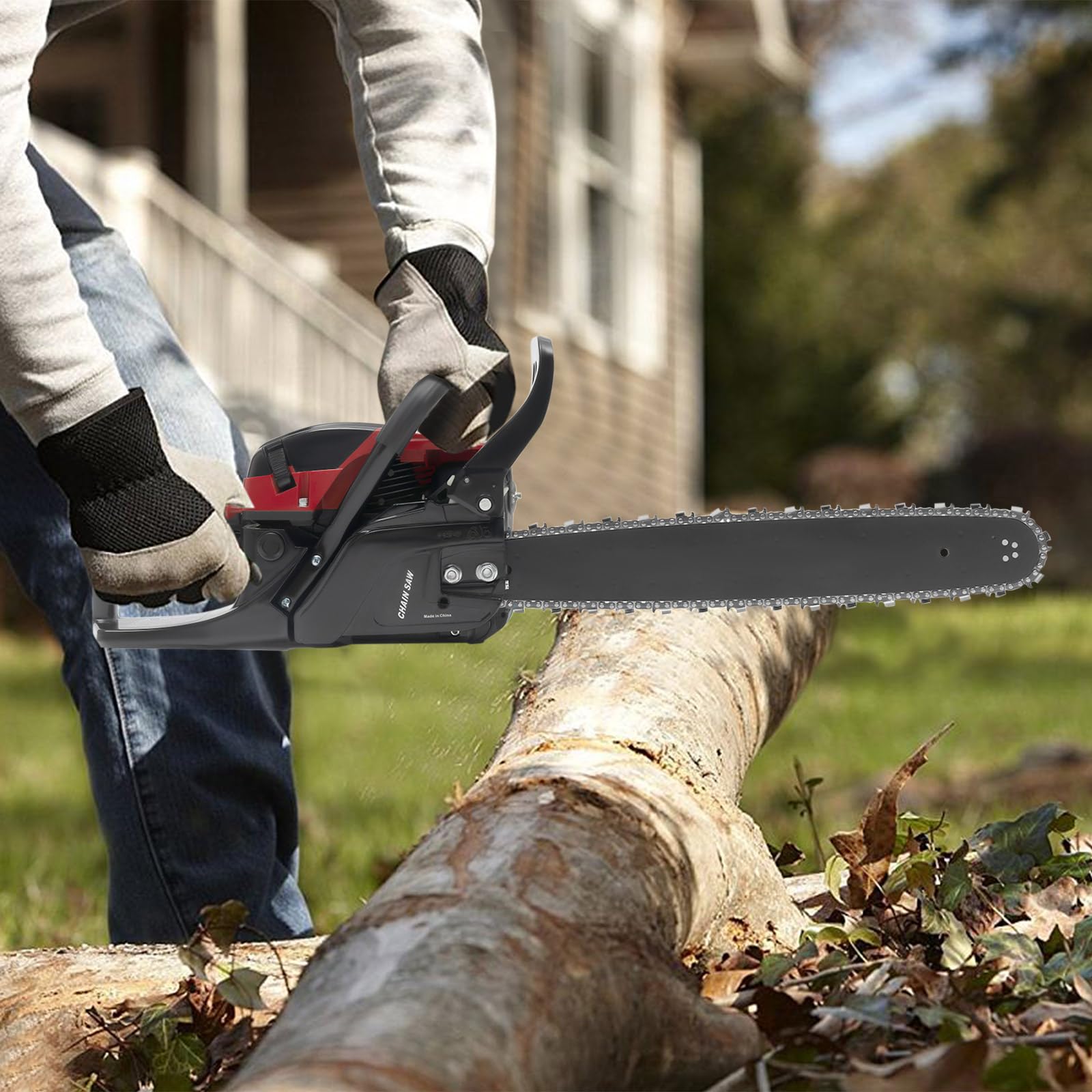 Piła łańcuchowa spalinowa 2400 W, piła łańcuchowa, brzeszczot 50 cm, do zbierania drewna, cięcia drewna, przycinania gałęzi