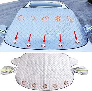 Car Windshield Snow Cover Windshield Winter Cover 4 Layers Thickness Snow Protector with Side Mirror Cover and Magnets for Snow Ice Sun Frost Protection