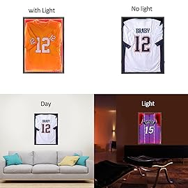 KCRasan LED Jersey Frame Display Case - Jersey case with led Lights - Large Lockable Frames Shadow Box with UV Protection for Baseball Basketball Football Soccer Hockey Sport Shirt, Black