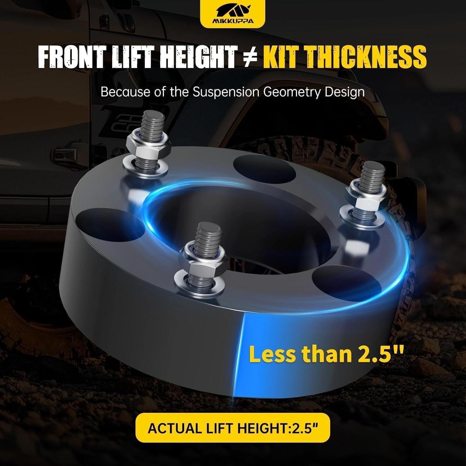 MIKKUPPA 2.5" Leveling Kits Compatible with 2007-2026 Chevy Silverado 1500 GMC Sierra 1500 2WD 4WD - 2.5 Inch Front Strut Spacer Suspension Lift Kits Lift Blocks