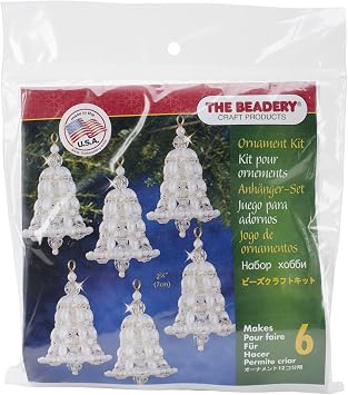 The Beadery BOK-7283 Holiday Beaded Ornament Kit, Crystal and Pearl Bell