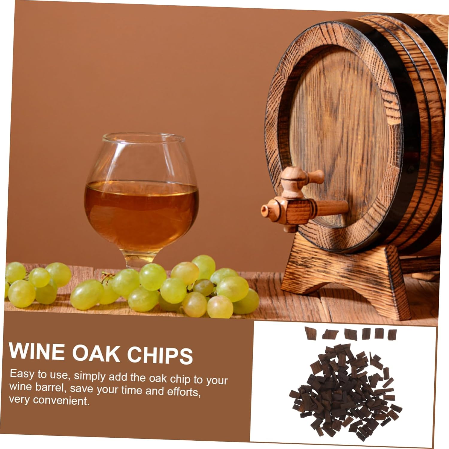 PRETYZOOM Heavy Toast Oak Chips for Wine Brewing 1 Pack of French Oak Chips for Aging Whiskey and Enhancing Red Wine Brewing Supplies