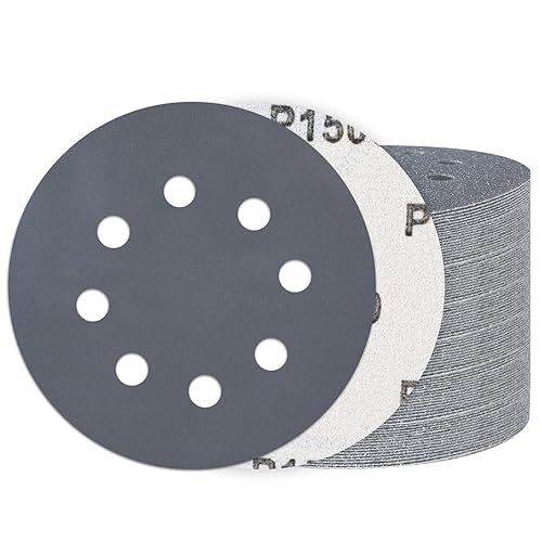 Miniatura 11 de 100 discos de lijado de gancho y bucle de 5 pulgadas, lijadora orbital húmeda y seca de 8 agujeros, papel de lija surtido de grano 80-5000, papel de