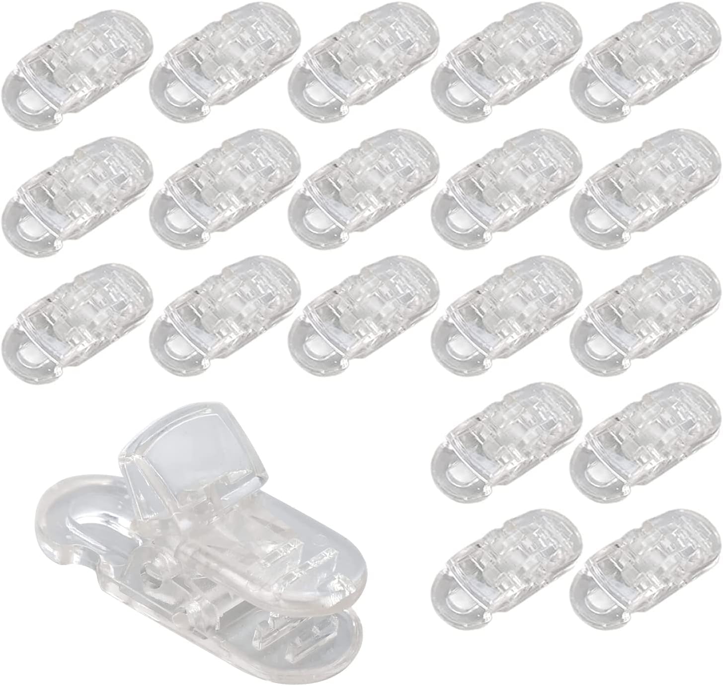 20 Pcs Hearing Aid Clips Adjustable Hearing Aid Holders Transparent
