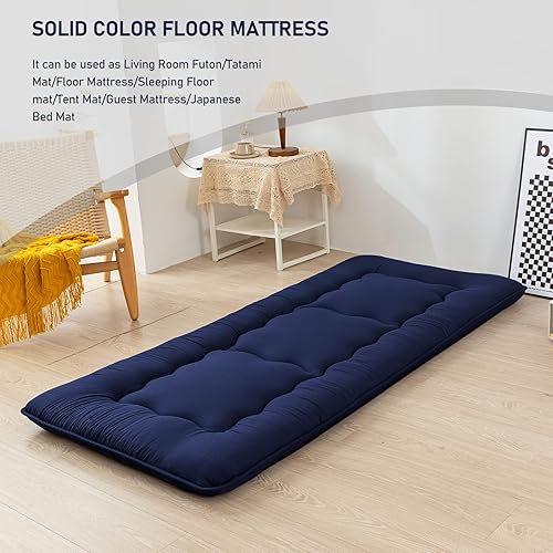 Miniatura 413 de Colchón futón japonés de piso gris constelación, de piso tatami, portátil, para acampar, para niños, sofá cama plegable enrollable con protector de
