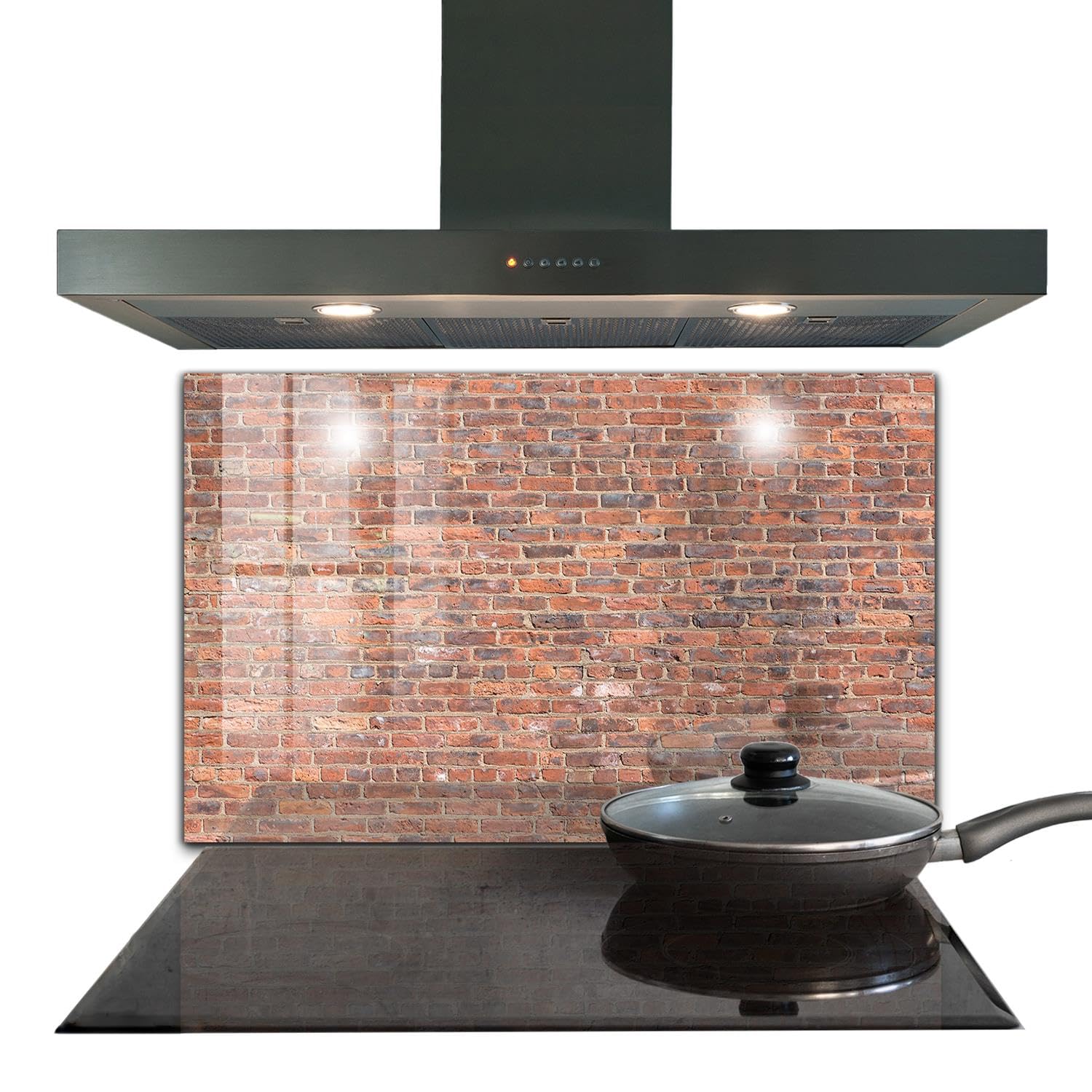 Panneau de cuisine en verre trempé 100x70 Wallfluent style brique pour crédence murale