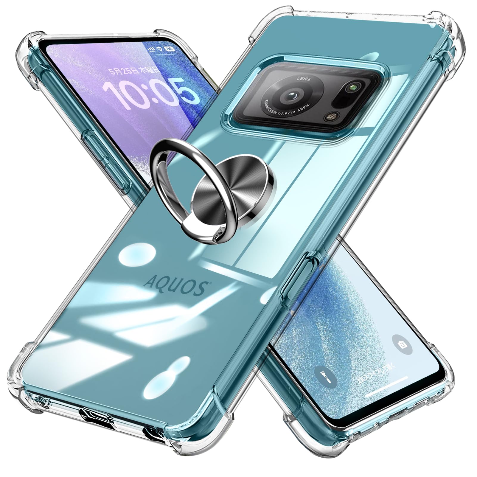 Amazon.co.jp: AQUOS R6 ケース リング付き クリア TPU 透明 耐衝撃 