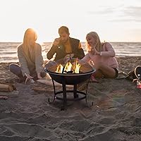Vista 4 de FireBeauty Fire Pit BBQ Grill Pit Bowl with Mesh Spark Screen Cover,Poker