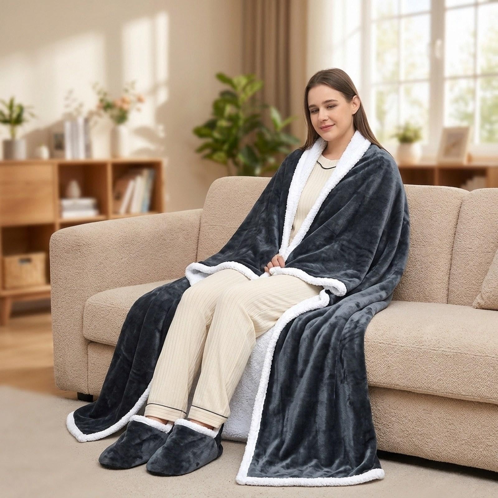 Fenteer Manta térmica portátil práctica para Proteger del Regalo Incluye Bolsillo para los pies.