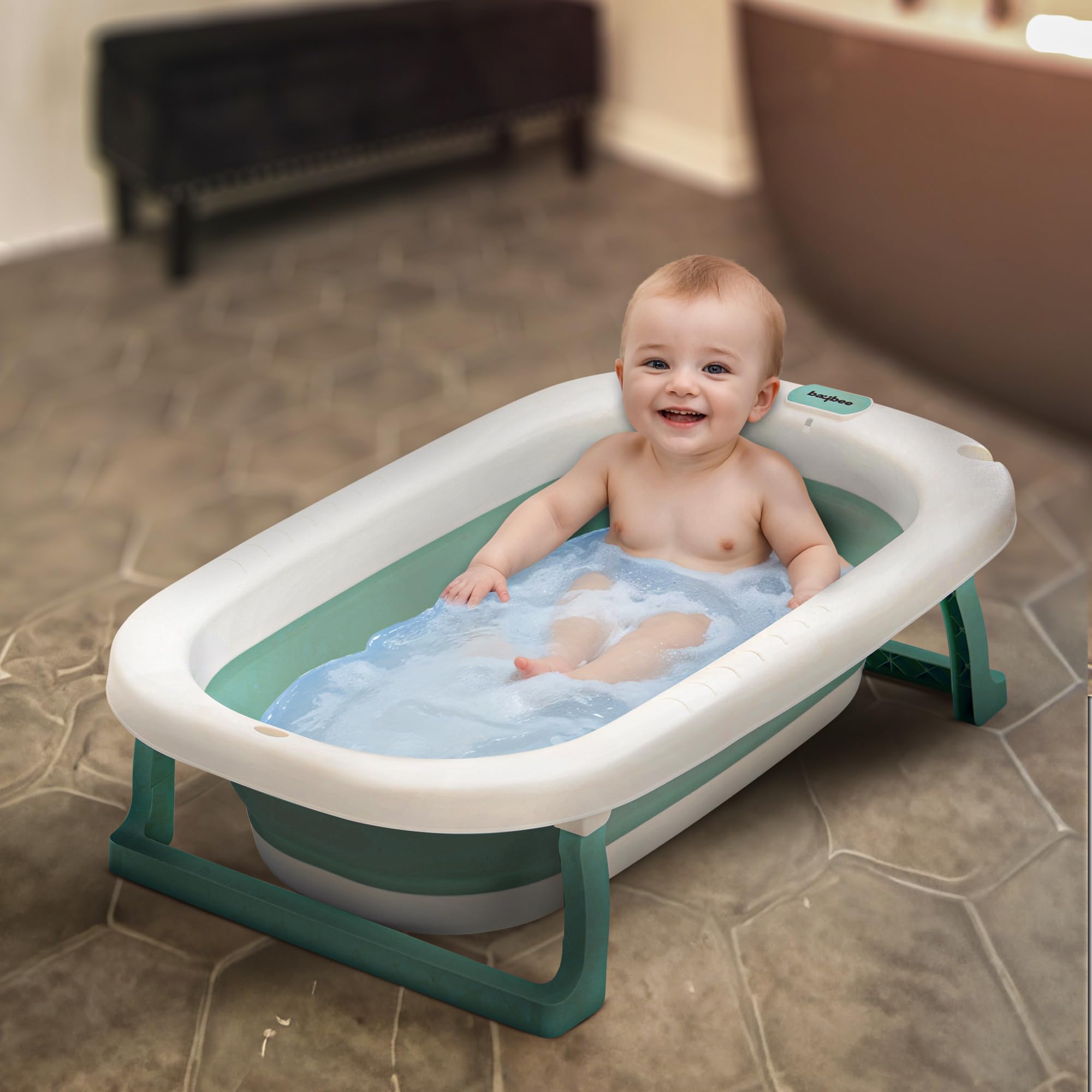 Baybee Jolly Kids Bath Tub for Baby Mini Swimming Pool for Kids, Foldable Bathtub for Baby with Anti Skid Base & Drainer | Baby Bathing Tub | Baby Bath tub for Kids 0 to 3 Years Boys Girls (Green) (B0CVDMCYJ5) Amazon Price History, Amazon Price Tracker