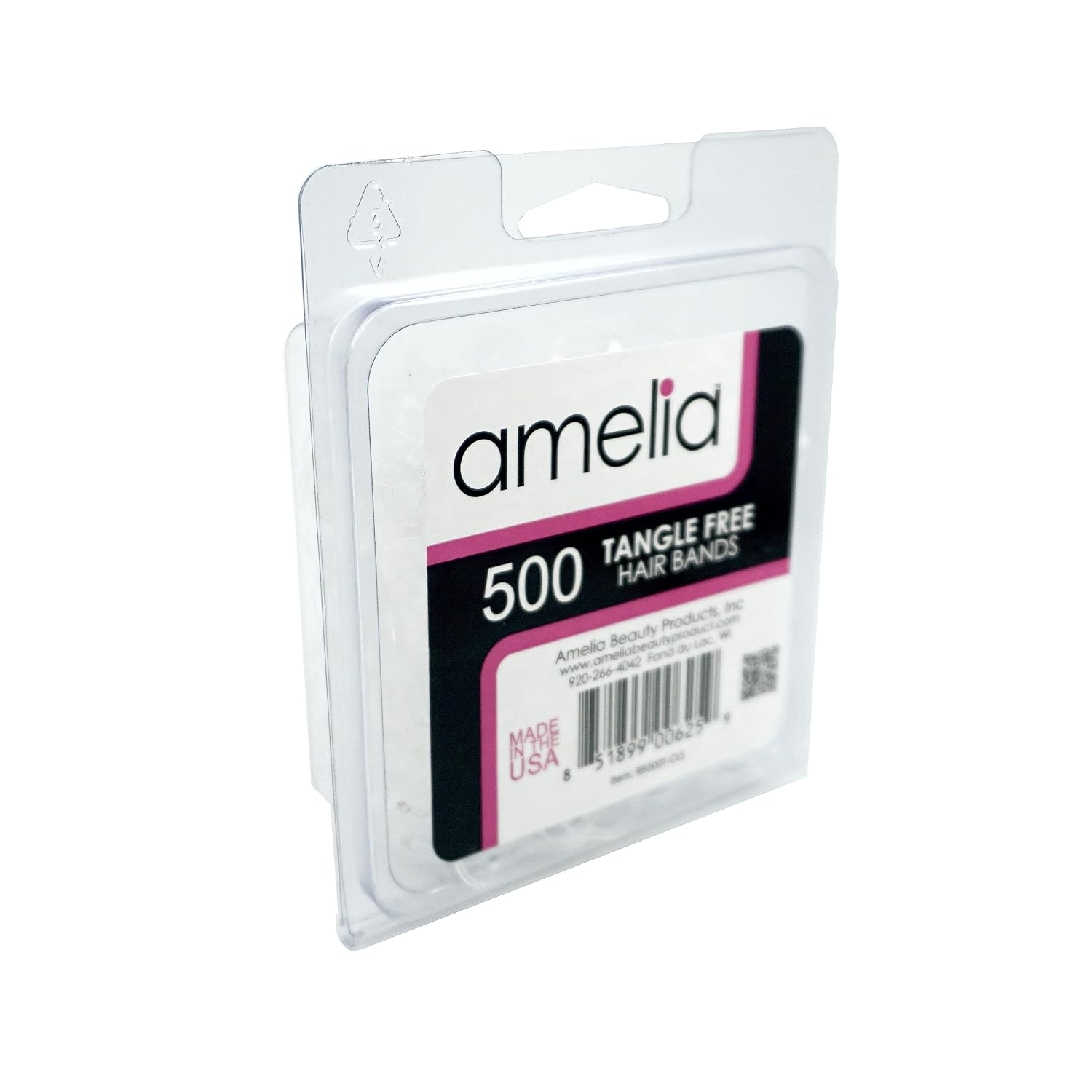 Amelia Beauty, 500 Clear Elastic Tangle-Free Ponytail Holders – 1/2 Inch US Made Hair Ties for Ponies, Braids and Twists, No Snag, Pain-Free, Strong Hold for All Hair Types, Men, Women, Kids