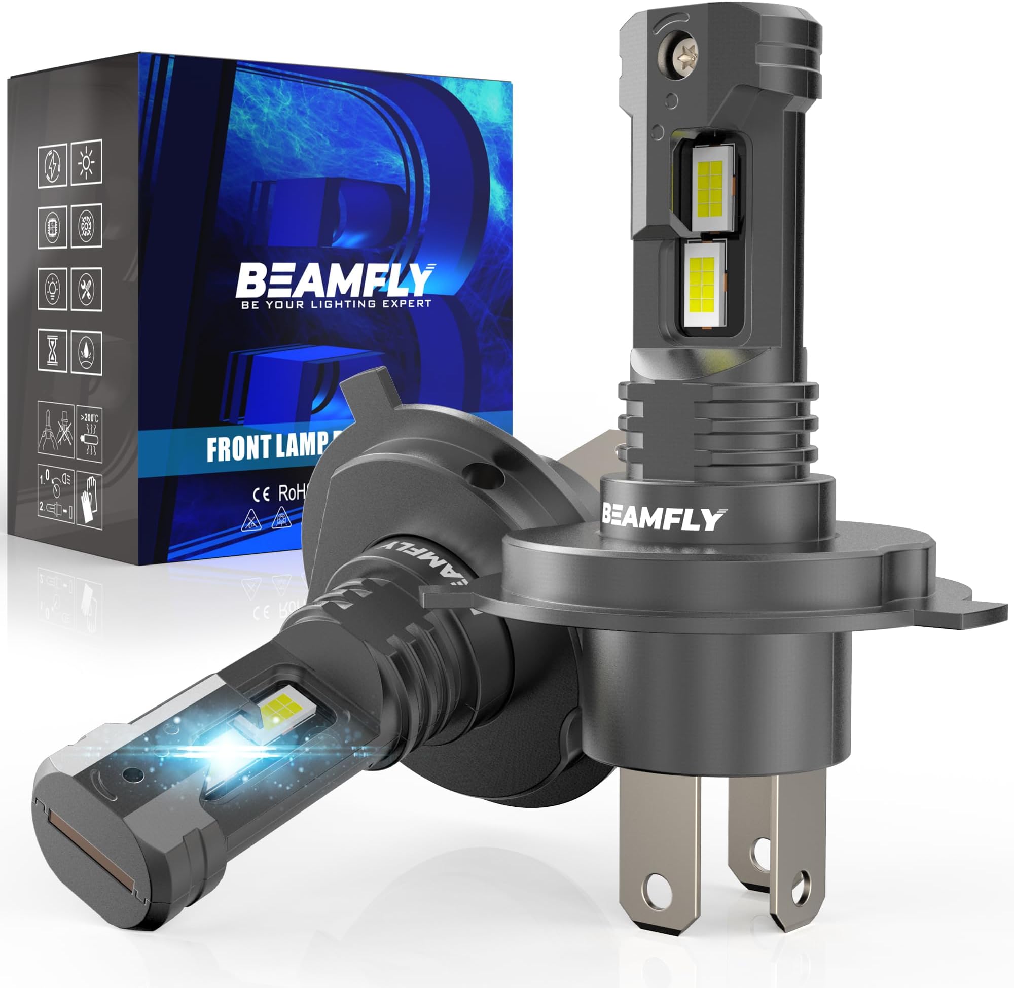 Bombillas LED H4 Sycreek 24000LM 90W 6500K Blanco Frío | Canbus, Diseño Mini 1:1, Enfriamiento Superior Para Coche/Moto