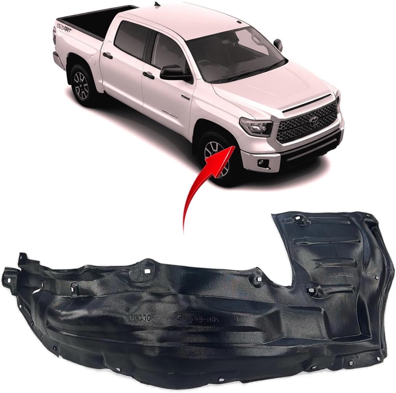 FitParts Compatible With Front Right Passenger Side Fender Liner Toyota Tundra 2014-2021. New, Plastic & Ready to Install. TO1249190 538750C080