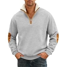 Mens Fleece Sweatshirts Vintage Quarter Zip Pullover shirt Casual Long Sleeve Sweatshirt warm tops