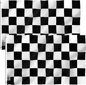 ANLEY Pack of 2 Fly Breeze 3x5 Foot Checkered Flag - Vivid Color and Fade Proof - Canvas Header and Double Stitched - Black and White Racing Flags Polyester with Brass Grommets 3 X 5 Ft