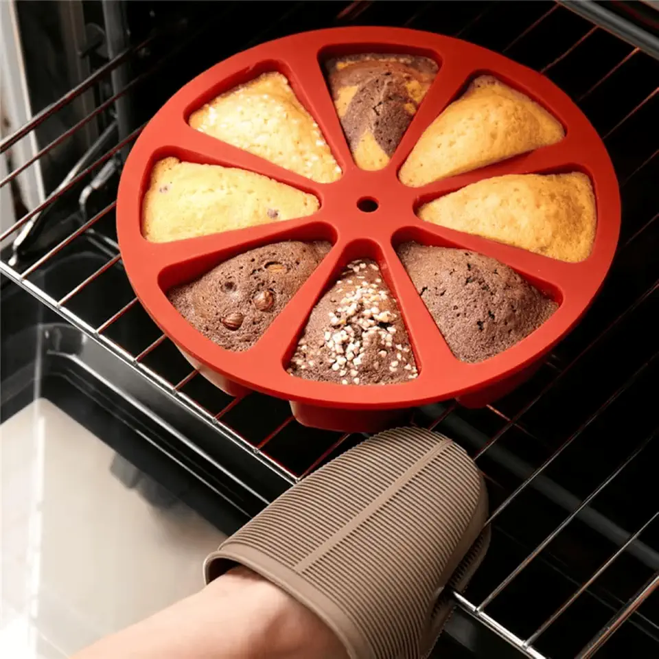Forma de Silicone Para Bolo ou Tortas Com 8 cavidades em Formato de Fatias Molde Bolos