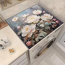 سجادات مقاومة للغبار - أغطية حماية بتصميم زهور أنيقة للغسالات والمجففات، مقاس مثالي 57 سم × 57 سم