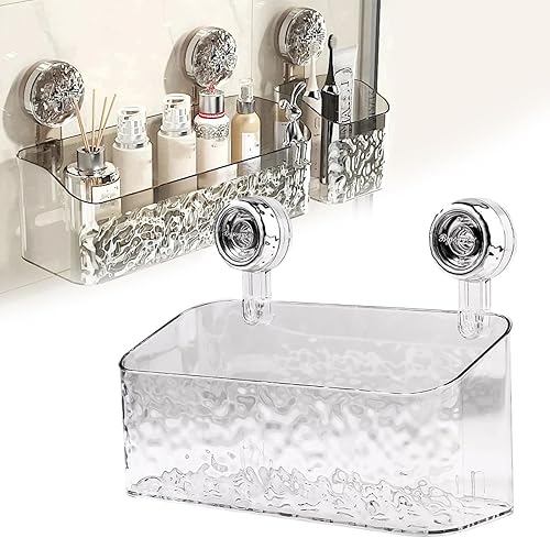 Miniatura 5 de Estante ligero de lujo con ventosa con patrón de glaciar, organizador de ducha de baño 2024, ventosa para organizador de ducha de esquina (estilo A