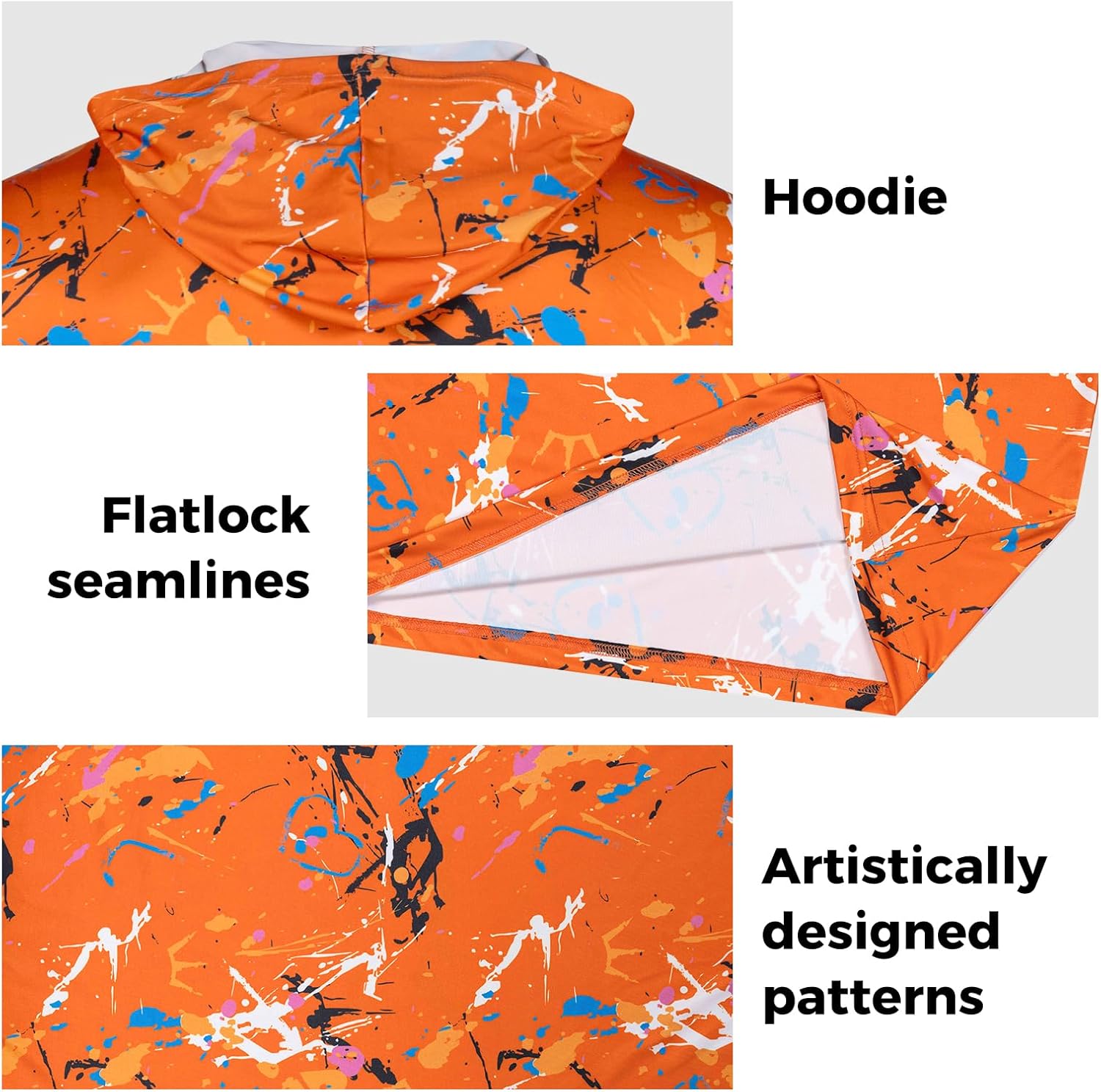 Men's UPF 50+ Sun Protection Hoodie Shirts UV SPF Hi Vis Long Sleeve Rash Guard Fishing Hiking T Shirts Quick Dry - Image 5